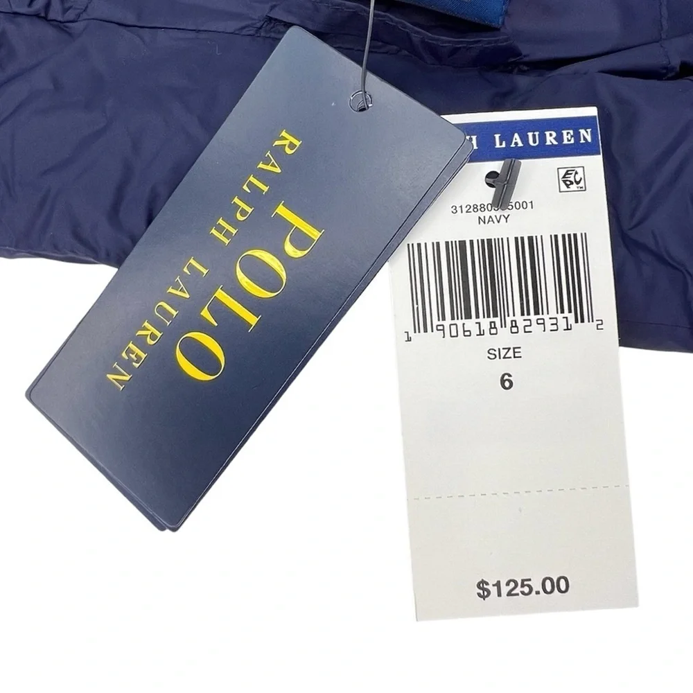 Polo Ralph Lauren Down Puffer Vest Children’s Size 6 Navy Blue Warm Ski New NWT